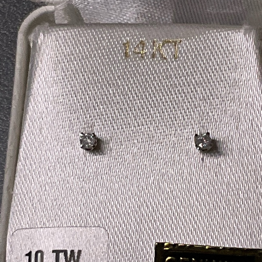 Diamond Solitaire Earrings - Picture 4 of 5